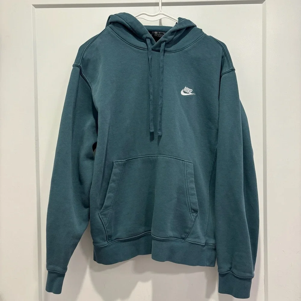 Nike Sportswear Club Fleece Hoodie Teal Blue Mens Medium‎ Pullover BV2654-382